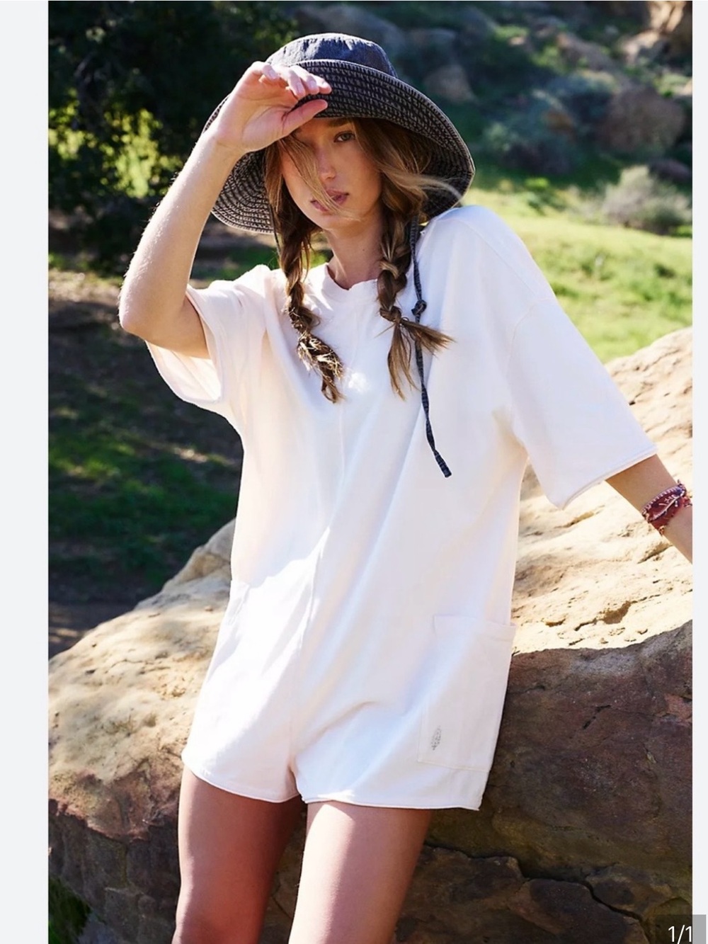 Free People Hot Shot Tee Romper Reversible Short Romper